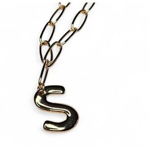 Unbranded "S" Initial Pendant Necklace Paperclip Chain Alphabet Necklace NWOT